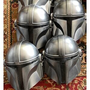 4 ADULT STAR WARS MANDALORIAN HALF FACE MASK HALLOWEEN COSTUME *FLAWS* NEW
